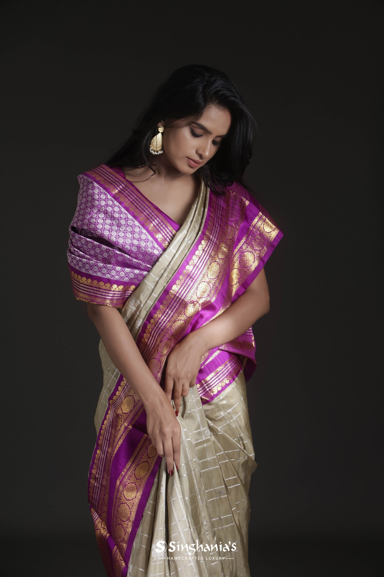 Platinum Grey Venkatgiri Silk Saree – Cherrypick