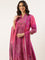 Magenta Muslin Bandhani Printed Three Piece Suit Set