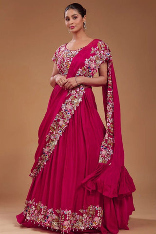 Pink Embroidered Lehenga