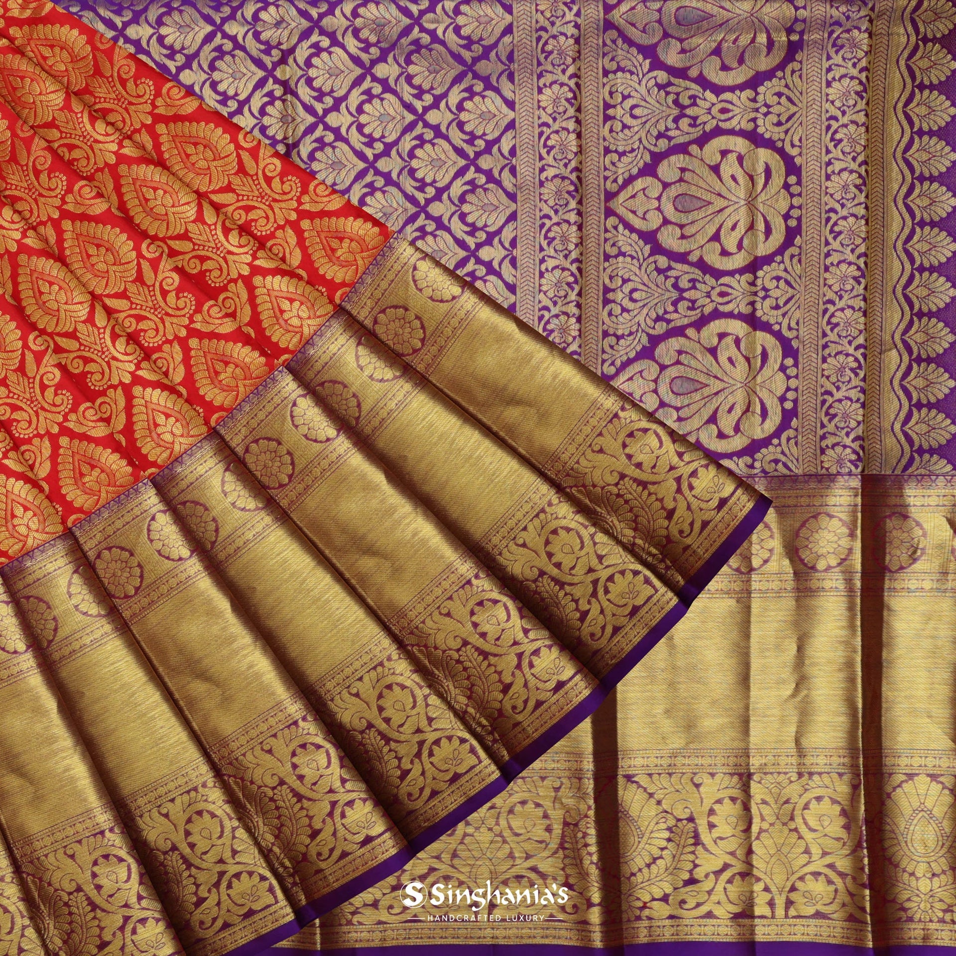 Beautiful flower design kanjivaram silk saree