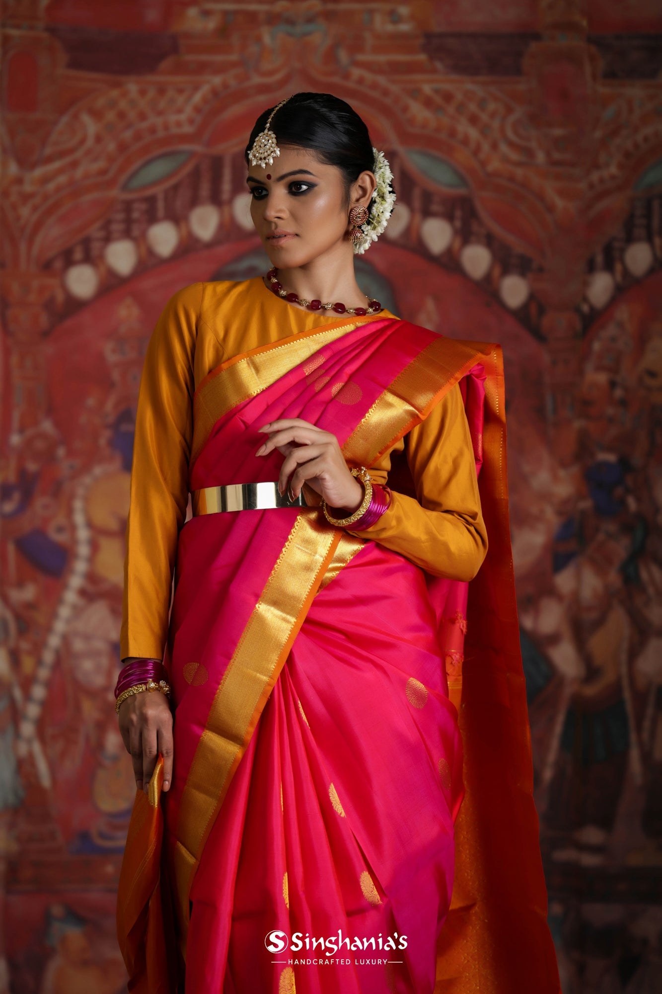 Pure Silk Pink HandWoven Kanjeevaram Saree for women – rooprekha