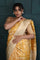 Gold Banarasi Silk Saree With Floral Jaal