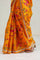 Amber Yellow Jaali Crafted Organza Saree