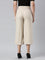 Women Solid Light Beige Linen Mid Rise Culottes