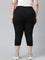 Women Solid Black High Rise Training Capri