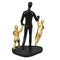 Dad With Two Kids Polyresin Decorative Showpiece (Black & Gold)