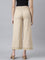 Women Solid Wheat Mid Rise Linen Wide Pant