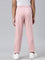 Girls Solid Baby Pink Mid Rise Cotton Joggers