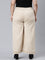 Women Solid Light Beige Mid Rise Linen Wide Pant