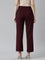 Women Solid Bright Maroon Ponte Wide Leg Pants