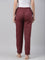 Women Stripe Maroon Printed Pencil Pant