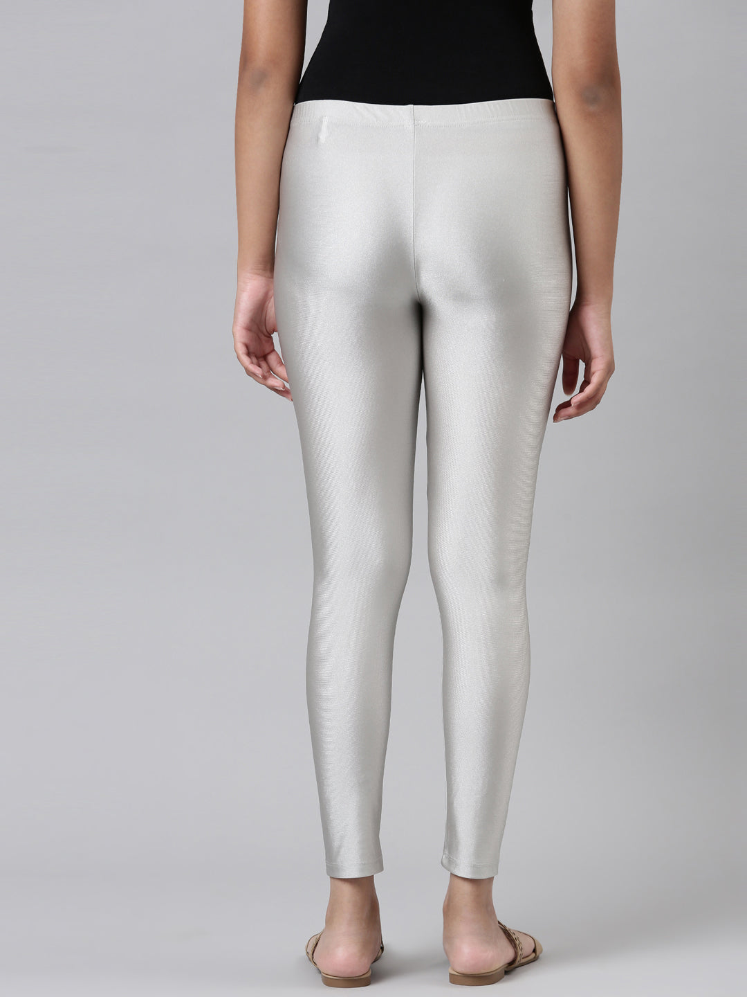 Girls Solid Silver Shimmer Leggings – Cherrypick