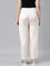 Women Solid Cream Mid Rise Shiny Palazzos