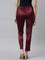 Dark Wine Polyester Shiny Pants