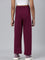 Girls Solid Plum Mid Rise Track Pants