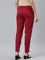 Women Solid Light Maroon Mid Rise Cotton Pants