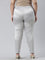 Women Solid Silver Mid Rise Shiny Pants