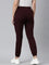 Women Solid Dark Wine Mid Rise Casual Joggers