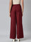 Women Maroon Solid Linen Palazzos