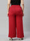 Women Solid Cherry Viscose Mid Rise Knit Palazzos