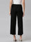 Women Solid Black Mid Rise Ribbed Palazzos