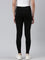 Women Black Knit Cotton Side Stripe Active Leggings