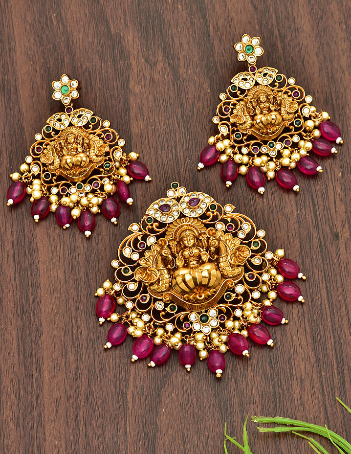 Silver Lakshmi Devi Jumka Earrings-V023 | Ramala Jewellery