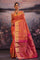 Deep Orange Kanjivaram Silk Saree With Contrast Border