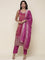 Magenta Tissue suit embroidered three piece set