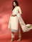 Cream crepe hand embroidered three piece suit set with Floral dupatta