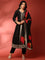 Black Vichitra silk aari embroidered 3 piece anarkali set