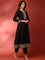 Black Vichitra silk aari embroidered 3 piece anarkali set