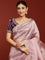 Lilac Tissue Saree With Stone Work Readymade Blouse