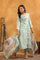 Light Green Cotton Kurta Set With Leaves Prints.