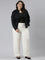 Women Solid Cream Linen Cargo Pant