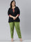 Women Solid Pista Green Cotton Pencil Pant