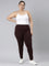 Brown Cotton Stretch Side Stripes Active Leggings
