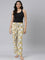 Women Printed Yellows Cotton Knit Lounge Pants