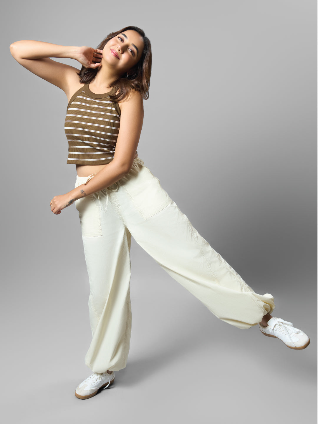 Cream Parachute Pants