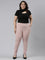 Women Solid Baby Pink Stretch Ponte Pants