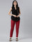 Women Solid Light Maroon Mid Rise Cotton Pants