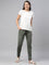 Women Solid Olive Green Stretch Ponte Pants