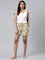 Women Printed Yellow Cotton Knit Lounge Shorts