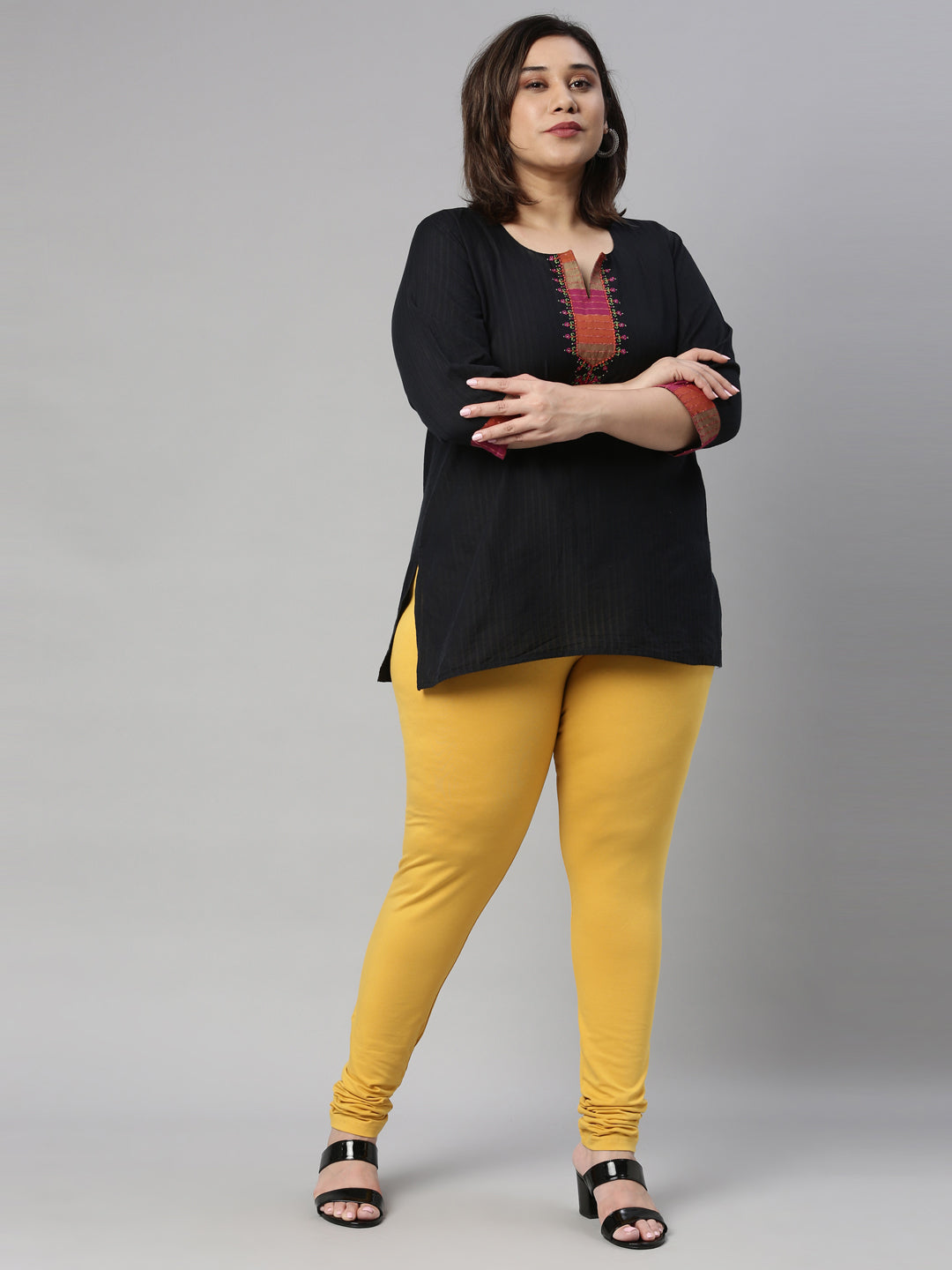 Women Yellow Cotton Churidar Leggings – Cherrypick