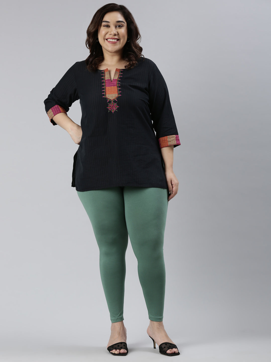 Women Solid Leaf Green Slim Fit Ankle Length Leggings - Tall – Cherrypick