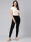 Women Solid Black Mid Rise Skinny Jeans