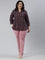 Women Solid Mauve Cotton Mid Rise Kurti Pants