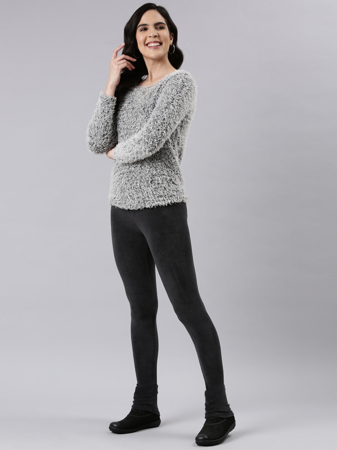 Women Solid Silver Grey Ultra Warm Leggings – Cherrypick
