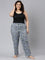 Women Printed Black Cotton Knit Mid Rise Lounge Pant