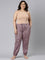 Women Printed Purple Cotton Knit Mid Rise Lounge Pants